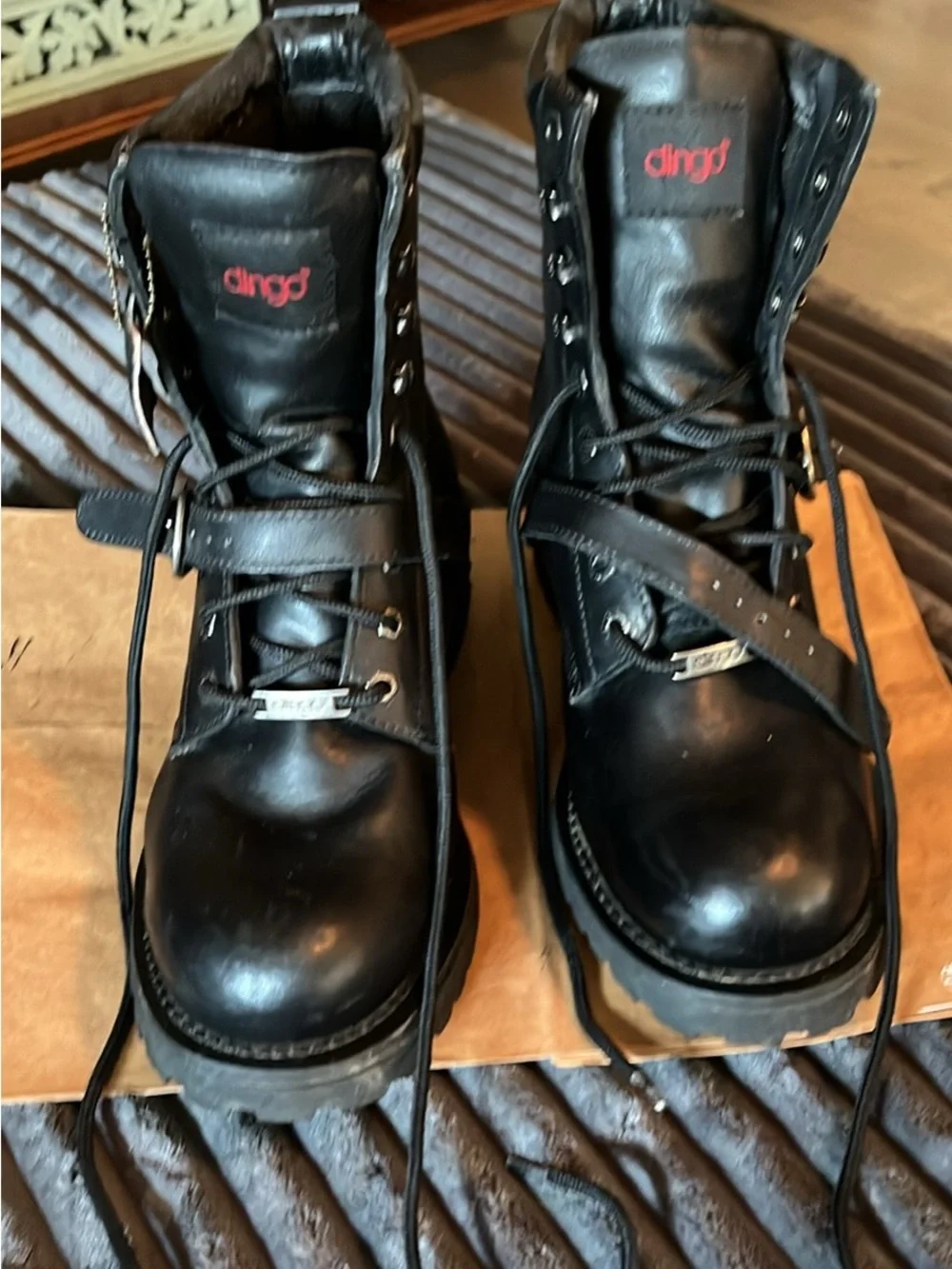 Dingo Black Leather Lace-Up Riding Boots